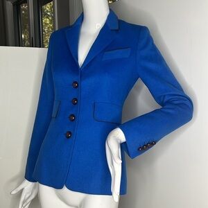 Algo of Switzerland Sz 32 / US 4 Electric Blue Cashmere Fitted Blazer - New